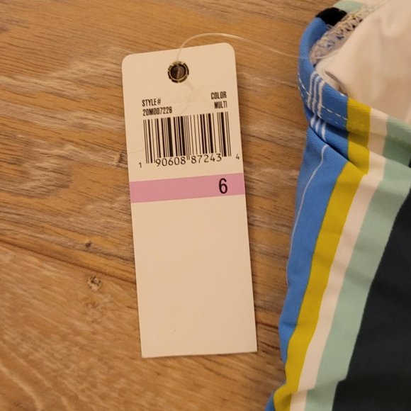 134. Anne Cole one piece swimsuit. Multi color striped. Size 6. NWT - Picture 4 of 4